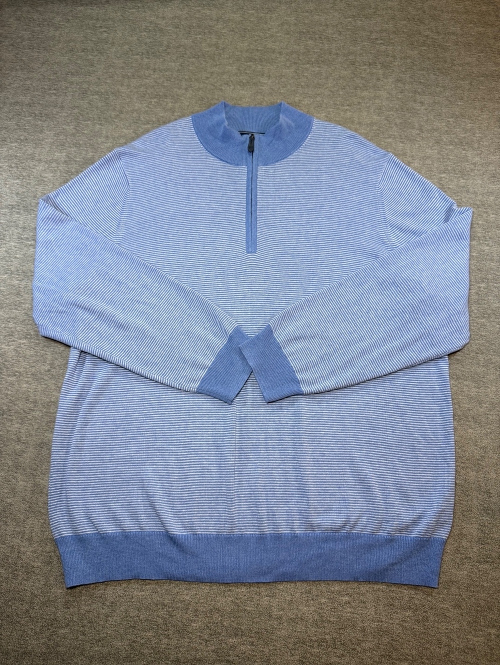 Vineyard Vines Men’s XXL Blue White Striped Cotton Cashmere 1/4 Zip Sweater